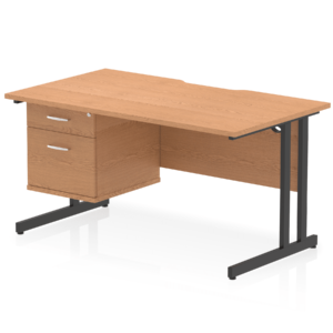 Impulse Scalloped Edge 1400mm Cantilever Straight Desk With Single Fixed Pedestal - Image 12