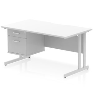 Impulse Scalloped Edge 1400mm Cantilever Straight Desk With Single Fixed Pedestal - Image 19