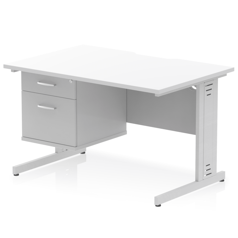 Impulse Scalloped Edge 1200mm Cable Managed Straight Desk With Single Fixed Pedestal - Image 19