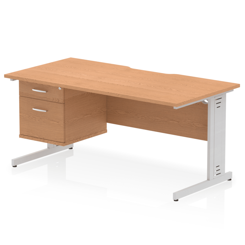 Impulse Scalloped Edge 1600mm Cable Managed Straight Desk With Single Fixed Pedestal - Image 13
