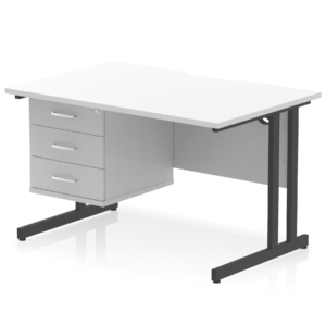 Impulse Scalloped Edge 1200mm Cantilever Straight Desk With Single Fixed Pedestal - Image 36