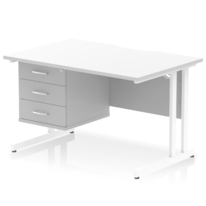 Impulse Scalloped Edge 1200mm Cantilever Straight Desk With Single Fixed Pedestal - Image 38