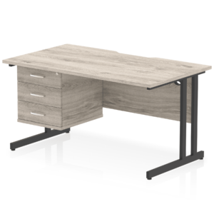 Impulse Scalloped Edge 1400mm Cantilever Straight Desk With Single Fixed Pedestal - Image 24