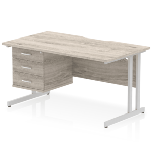 Impulse Scalloped Edge 1400mm Cantilever Straight Desk With Single Fixed Pedestal - Image 25