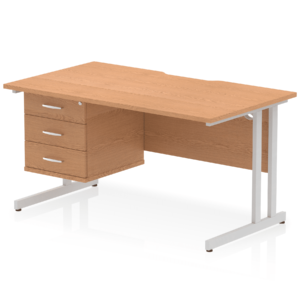 Impulse Scalloped Edge 1400mm Cantilever Straight Desk With Single Fixed Pedestal - Image 31