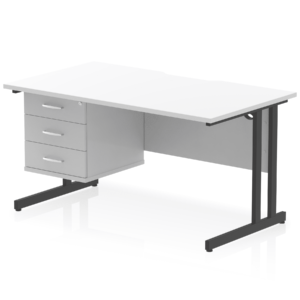 Impulse Scalloped Edge 1400mm Cantilever Straight Desk With Single Fixed Pedestal - Image 36