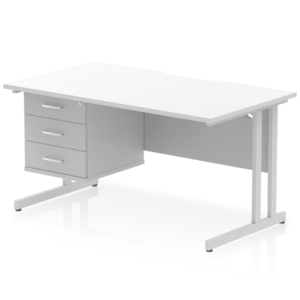 Impulse Scalloped Edge 1400mm Cantilever Straight Desk With Single Fixed Pedestal - Image 37