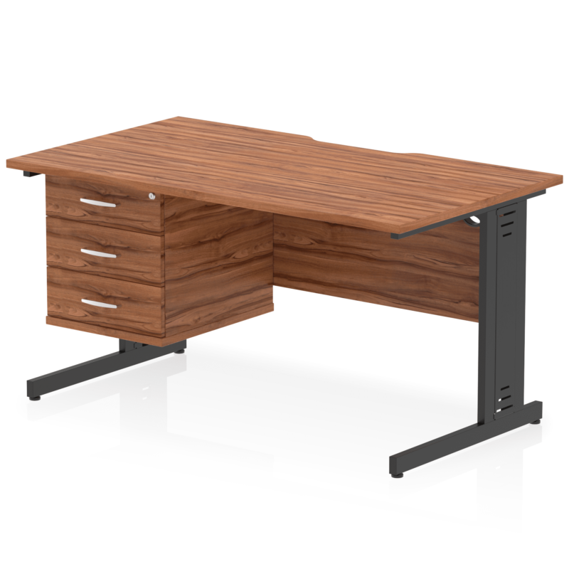 Impulse Scalloped Edge 1400mm Cable Managed Straight Desk With Single Fixed Pedestal - Image 33