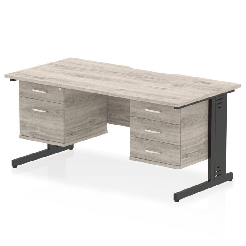 Impulse Scalloped Edge 1600mm Cable Managed Straight Desk With Two Fixed Pedestal - Image 7