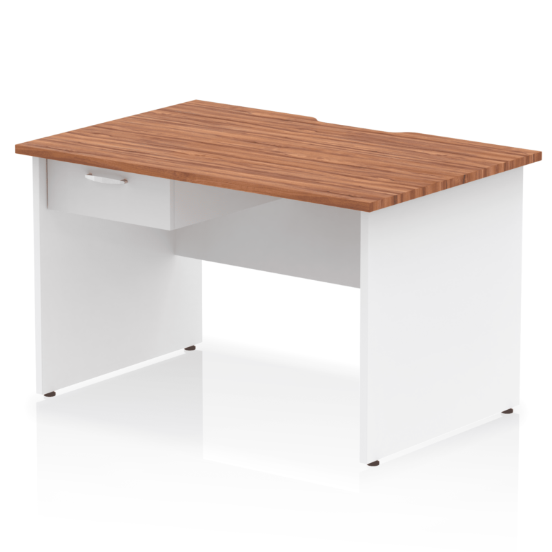Impulse Scalloped Edge Panel End Straight Desk Frame With Single One Drawer Fixed Pedestal - Image 26