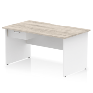 Impulse Scalloped Edge Panel End Straight Desk Frame With Single One Drawer Fixed Pedestal - Image 28