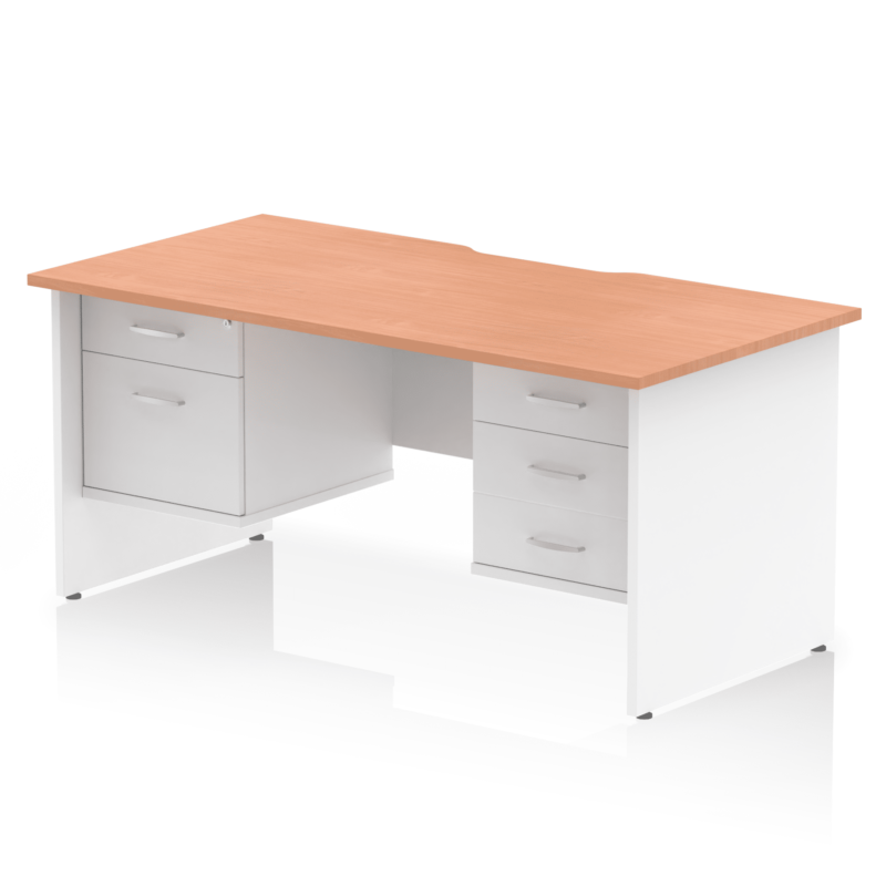 Impulse Scalloped Edge 1600mm Panel End Straight Desk With Two Fixed Pedestal - Image 10