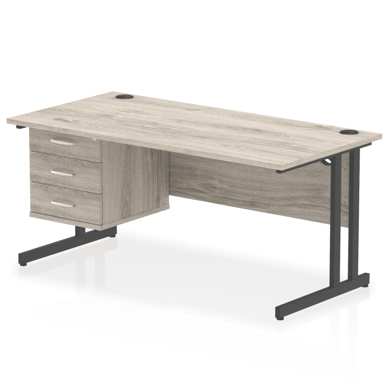 OE - Impulse 1600mm Cantilever Straight Desk With Single Fixed Pedestal - Image 32