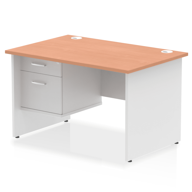 OE - Impulse 1200mm Panel End Straight Desk With Single Fixed Pedestal Two Tone - Image 2