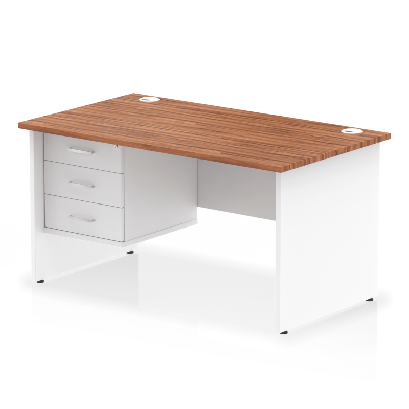 OE - Impulse 1400mm Panel End Straight Desk With Single Fixed Pedestal Two Tone - Image 2