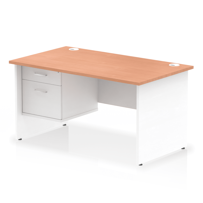 OE - Impulse 1400mm Panel End Straight Desk With Single Fixed Pedestal Two Tone - Image 3