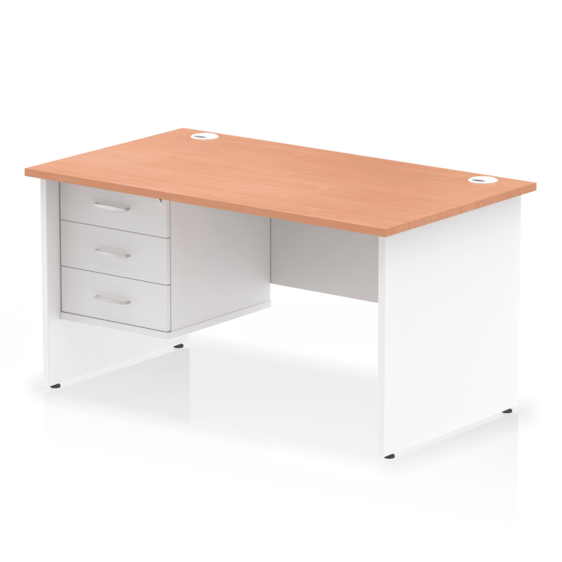 OE - Impulse 1400mm Panel End Straight Desk With Single Fixed Pedestal Two Tone - Image 4