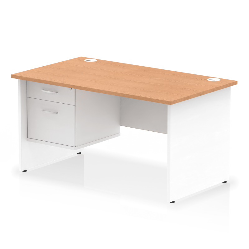 OE - Impulse 1400mm Panel End Straight Desk With Single Fixed Pedestal Two Tone - Image 5