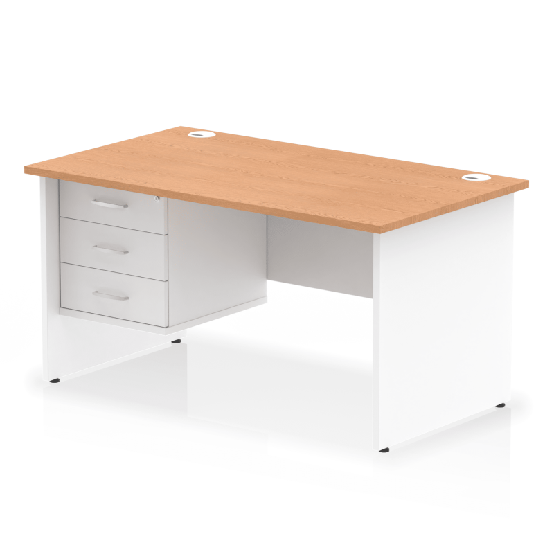 OE - Impulse 1400mm Panel End Straight Desk With Single Fixed Pedestal Two Tone - Image 6