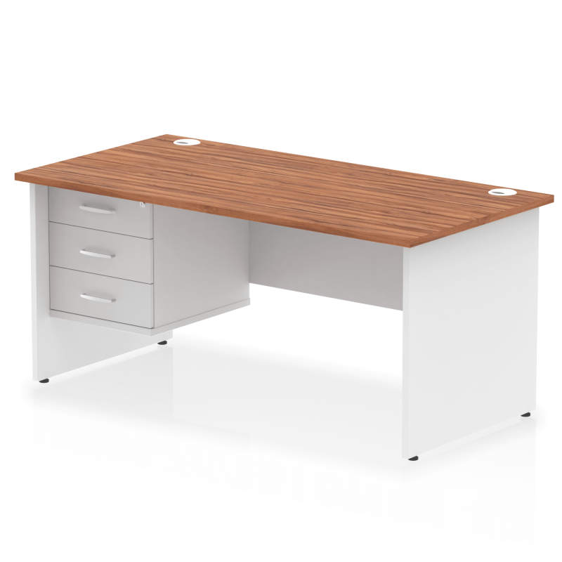 OE - Impulse 1600mm Panel End Straight Desk With Single Fixed Pedestal Two Tone - Image 2