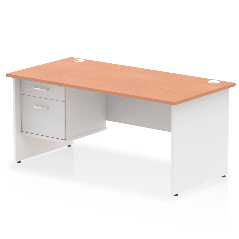 OE - Impulse 1600mm Panel End Straight Desk With Single Fixed Pedestal Two Tone - Image 3