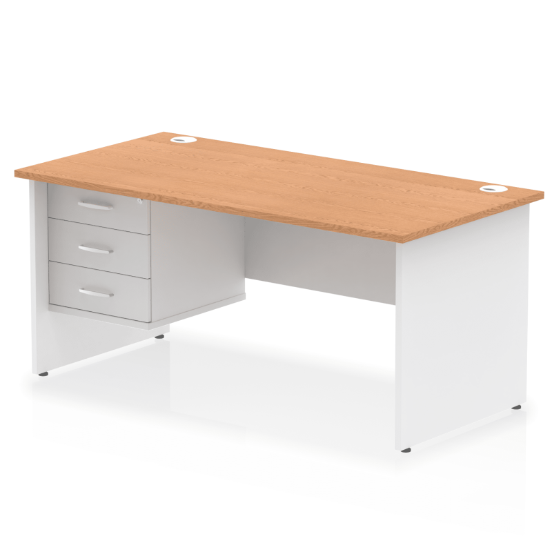 OE - Impulse 1600mm Panel End Straight Desk With Single Fixed Pedestal Two Tone - Image 6