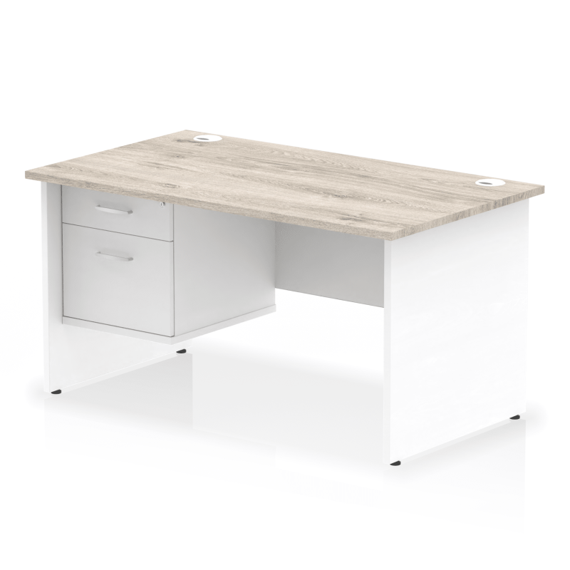OE - Impulse 1400mm Panel End Straight Desk With Single Fixed Pedestal Two Tone - Image 7