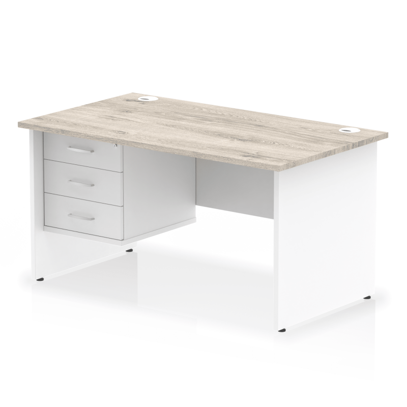 OE - Impulse 1400mm Panel End Straight Desk With Single Fixed Pedestal Two Tone - Image 8