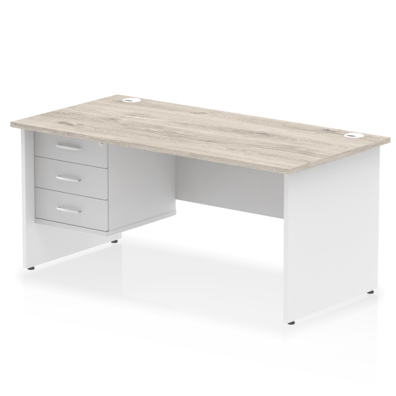 OE - Impulse 1600mm Panel End Straight Desk With Single Fixed Pedestal Two Tone - Image 8