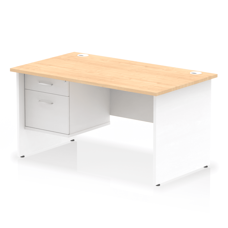 OE - Impulse 1400mm Panel End Straight Desk With Single Fixed Pedestal Two Tone - Image 9
