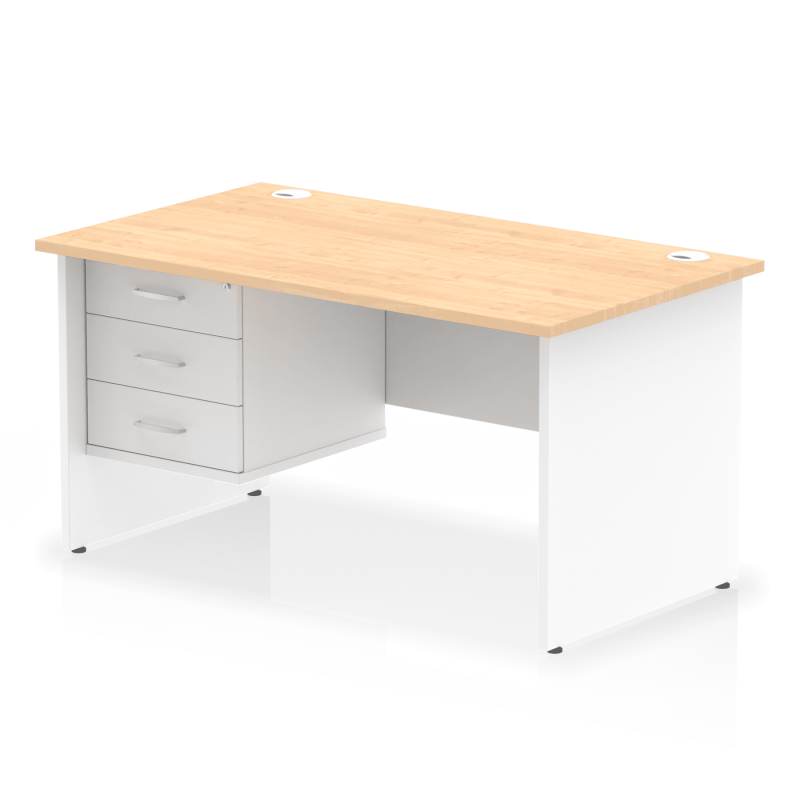 OE - Impulse 1400mm Panel End Straight Desk With Single Fixed Pedestal Two Tone - Image 10