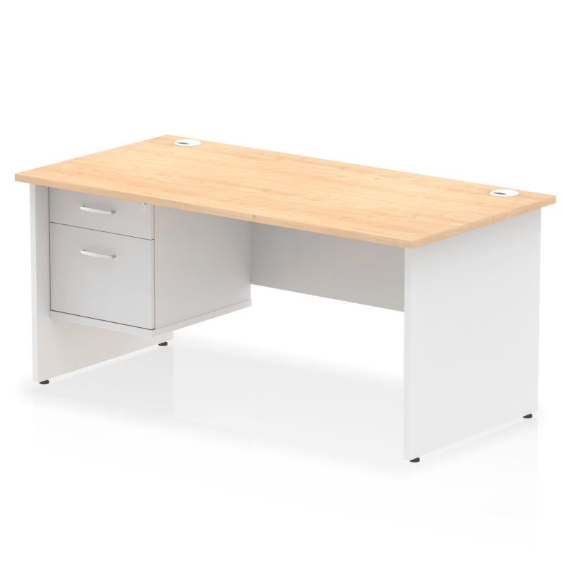 OE - Impulse 1600mm Panel End Straight Desk With Single Fixed Pedestal Two Tone - Image 9