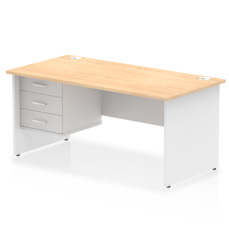 OE - Impulse 1600mm Panel End Straight Desk With Single Fixed Pedestal Two Tone - Image 10