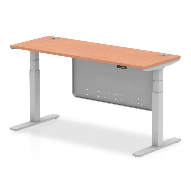 OE - Air Height Adjustable Slimline Desk with Cable Ports with Steel Modesty Panel - Image 4