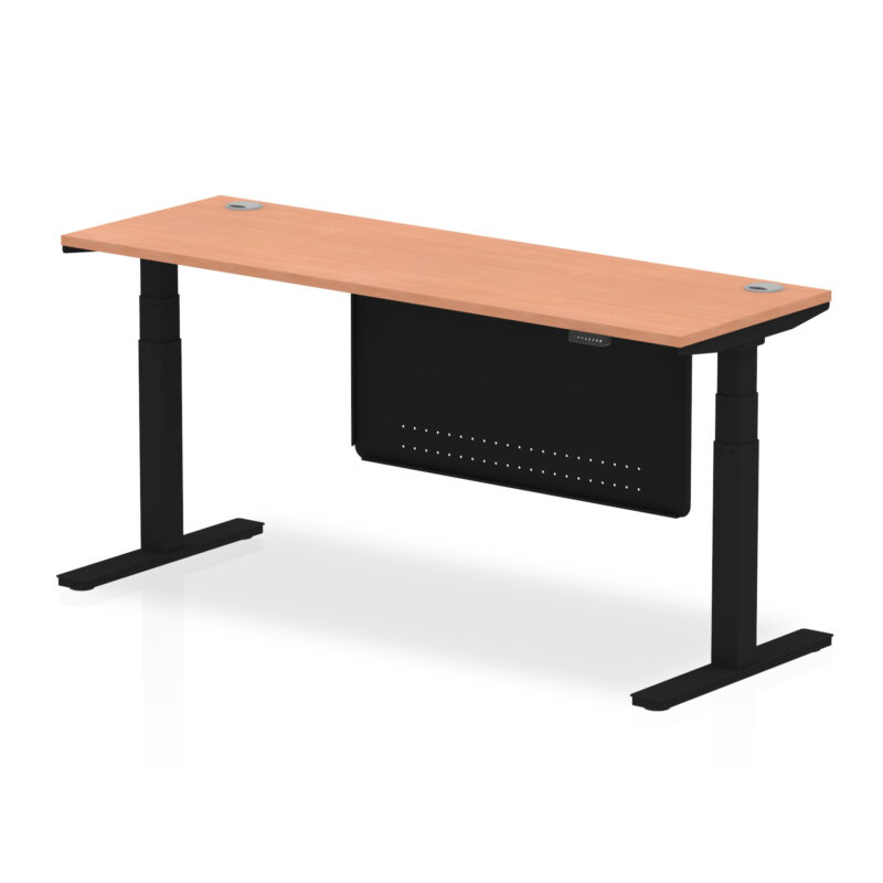 OE - Air Height Adjustable Slimline Desk with Cable Ports with Steel Modesty Panel - Image 52