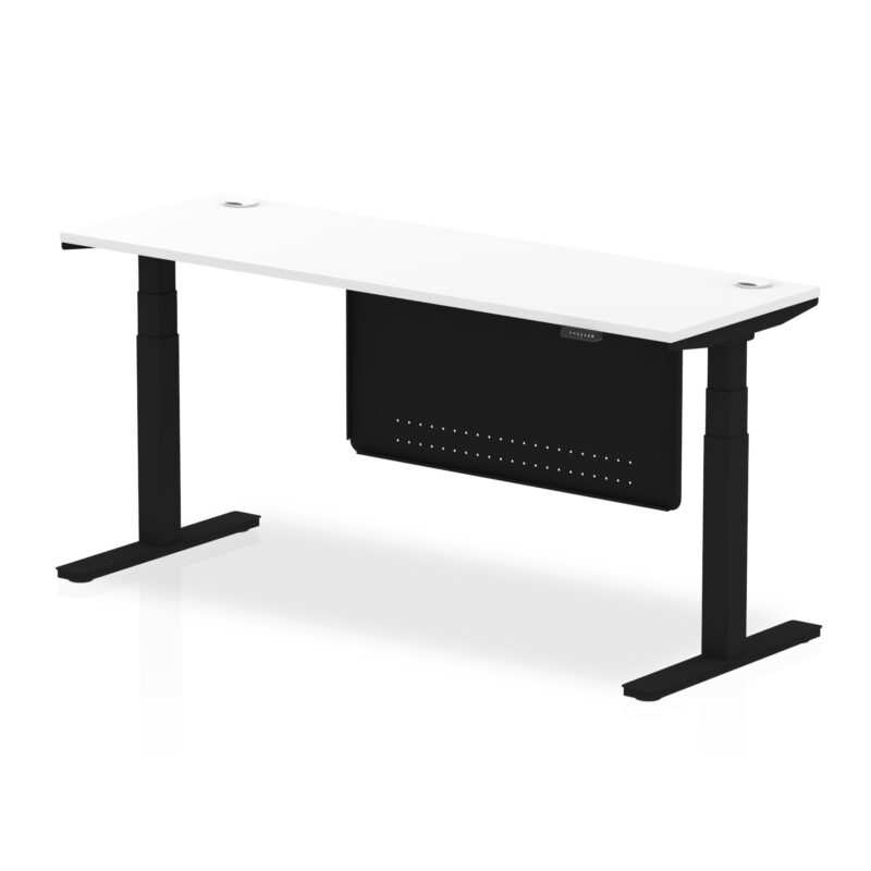 OE - Air Height Adjustable Slimline Desk with Cable Ports with Steel Modesty Panel - Image 60