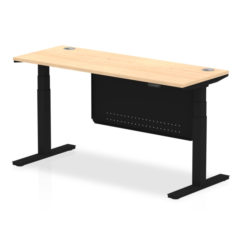 OE - Air Height Adjustable Slimline Desk with Cable Ports with Steel Modesty Panel - Image 63
