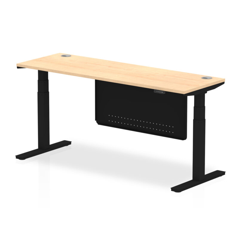 OE - Air Height Adjustable Slimline Desk with Cable Ports with Steel Modesty Panel - Image 64