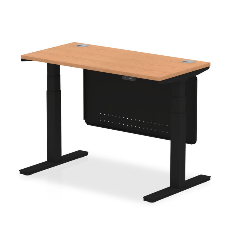OE - Air Height Adjustable Slimline Desk with Cable Ports with Steel Modesty Panel - Image 65