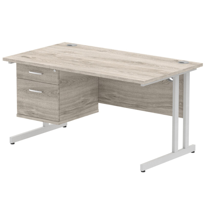 OE - Impulse 1400mm Cantilever Straight Desk With Single Fixed Pedestal - Image 2