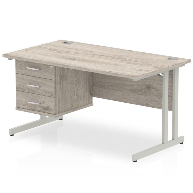 OE - Impulse 1400mm Cantilever Straight Desk With Single Fixed Pedestal - Image 3