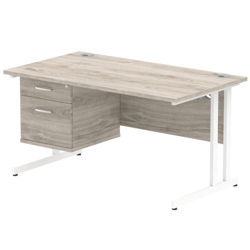 OE - Impulse 1400mm Cantilever Straight Desk With Single Fixed Pedestal - Image 4