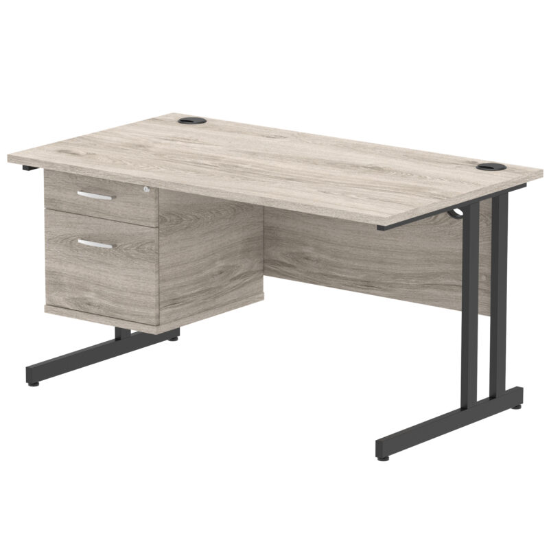 OE - Impulse 1400mm Cantilever Straight Desk With Single Fixed Pedestal - Image 26