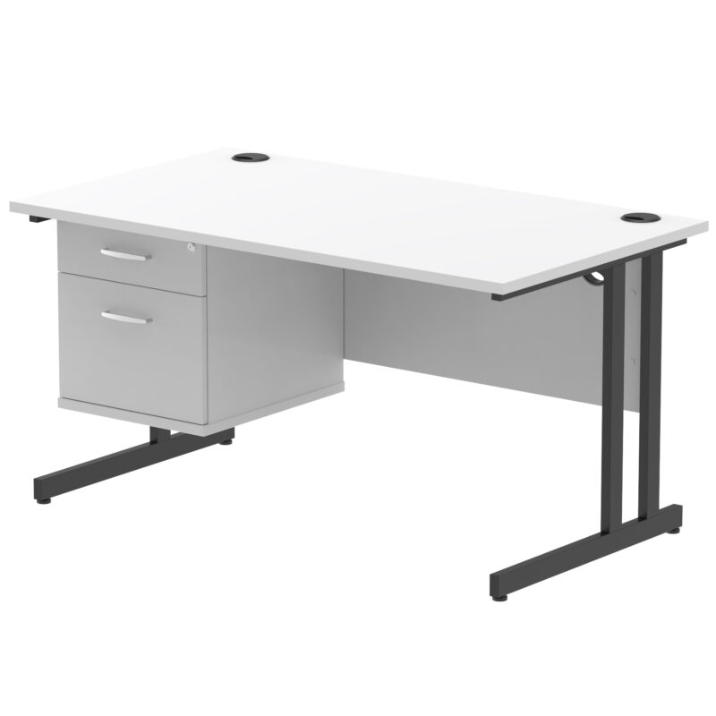 OE - Impulse 1400mm Cantilever Straight Desk With Single Fixed Pedestal - Image 29