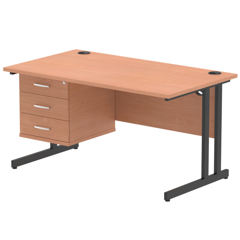 OE - Impulse 1400mm Cantilever Straight Desk With Single Fixed Pedestal - Image 31