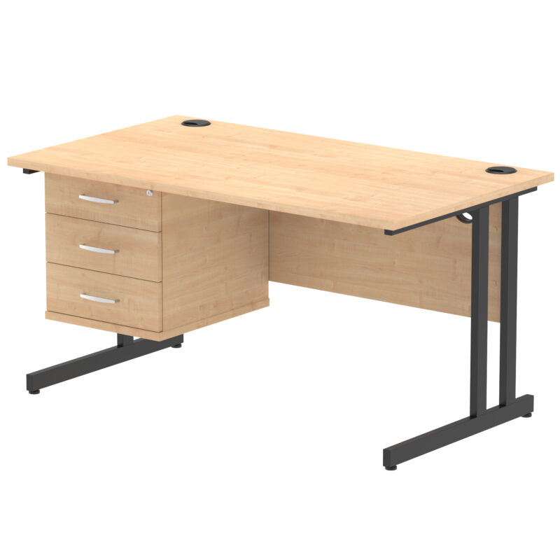 OE - Impulse 1400mm Cantilever Straight Desk With Single Fixed Pedestal - Image 33