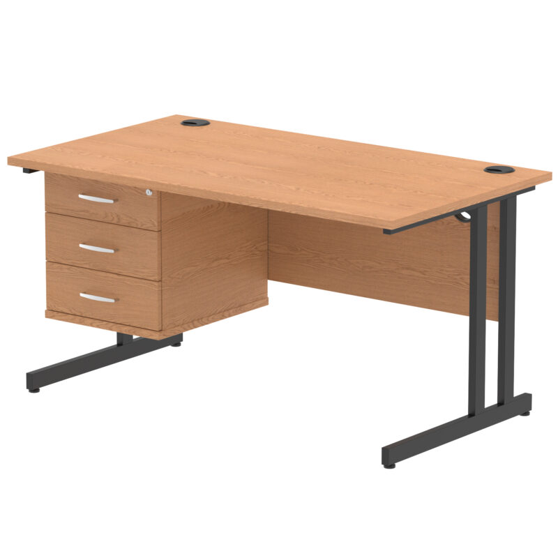 OE - Impulse 1400mm Cantilever Straight Desk With Single Fixed Pedestal - Image 34
