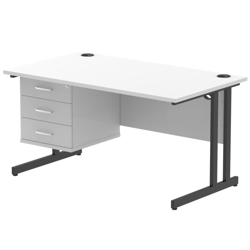 OE - Impulse 1400mm Cantilever Straight Desk With Single Fixed Pedestal - Image 35