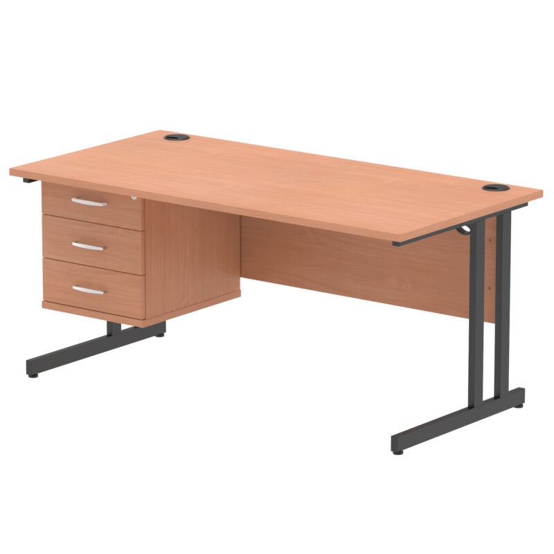 OE - Impulse 1600mm Cantilever Straight Desk With Single Fixed Pedestal - Image 31