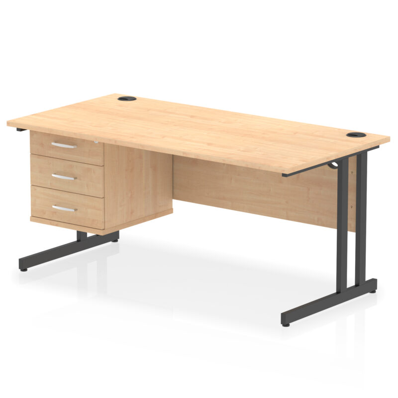 OE - Impulse 1600mm Cantilever Straight Desk With Single Fixed Pedestal - Image 33